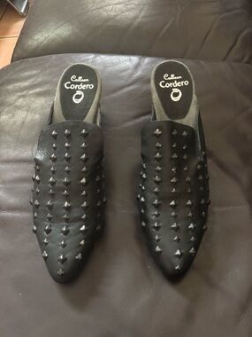 Callleen Cordero Black Studded Slip-On Mules